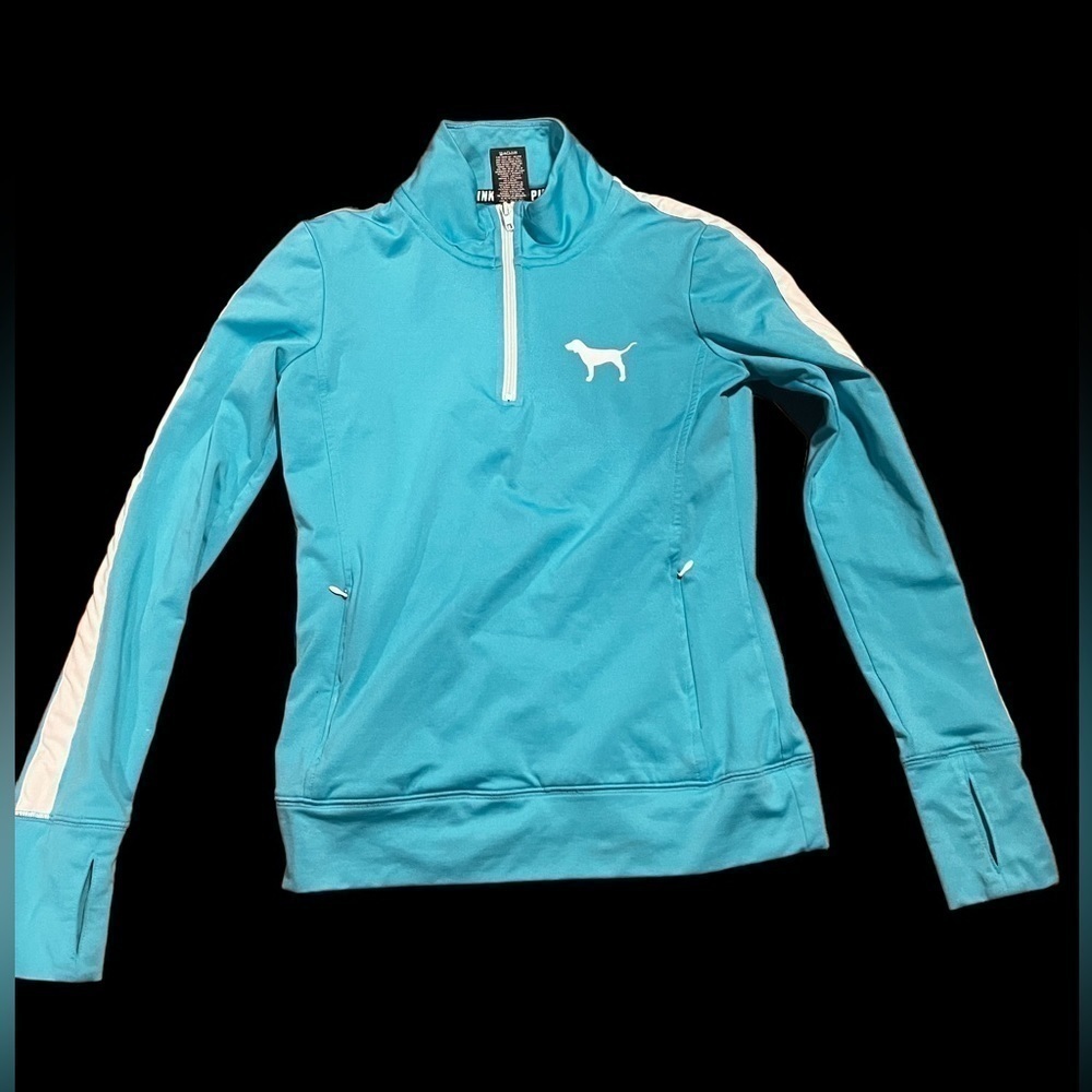 Pink Victoria's Secret Ultimate Blue & White Quarter Zip (XS)